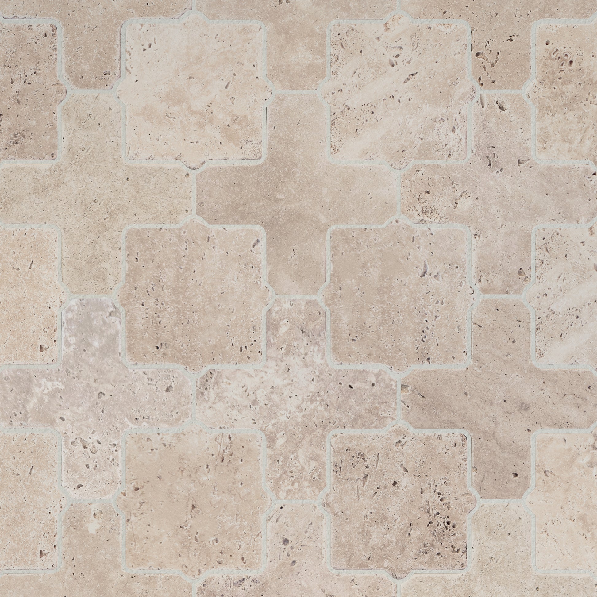 Classic Tumbled Travertine Casablanca Mosaic Tiles Bathroom Installation