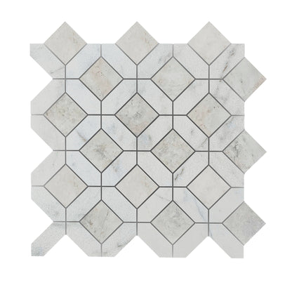 Carrara White - Nimbus Honed Marble Window Mosaic Tiles UK