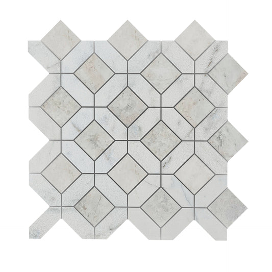 Carrara White - Nimbus Honed Marble Window Mosaic Tiles UK
