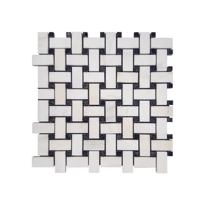 Dolomite - Nero Marquina Polished Marble Basket Weave Mosaic Tile