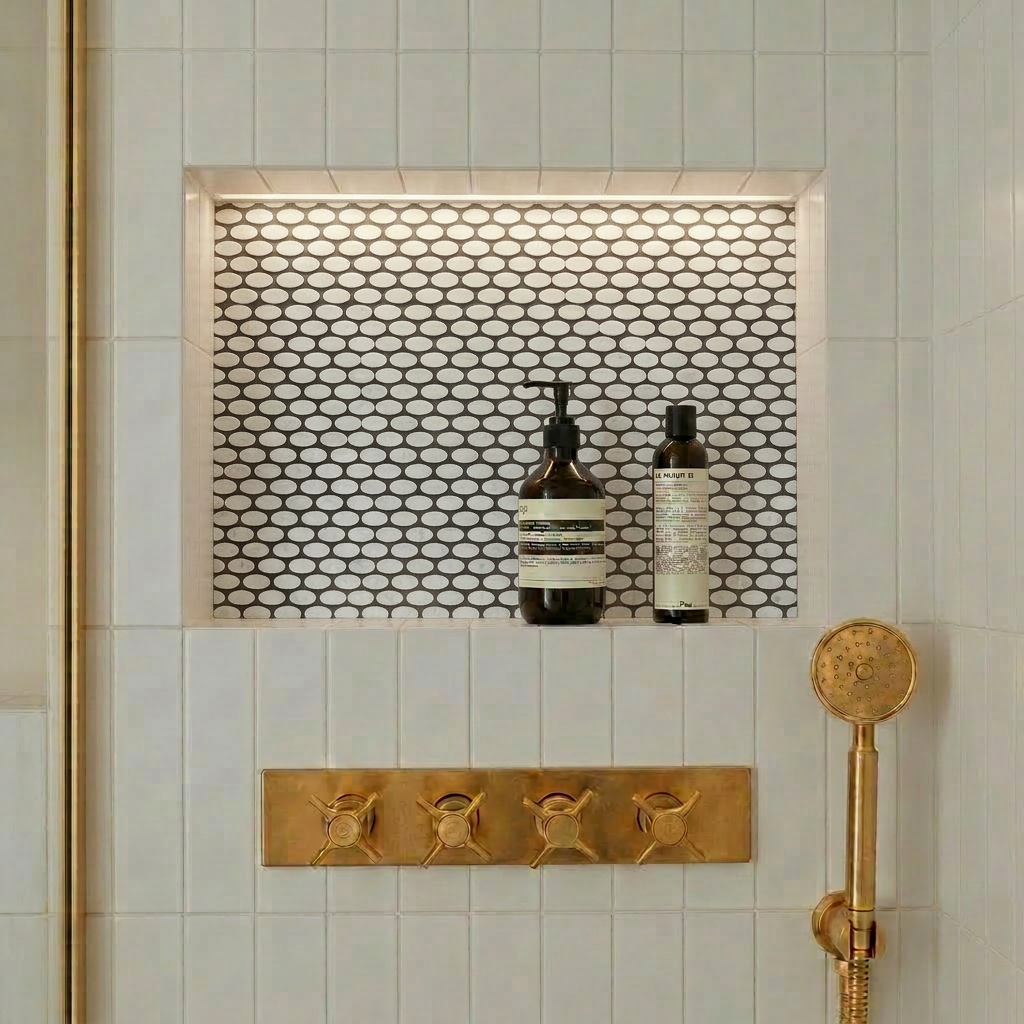 Carrara White Tumbled Marble Ellipse Mosaic Tiles