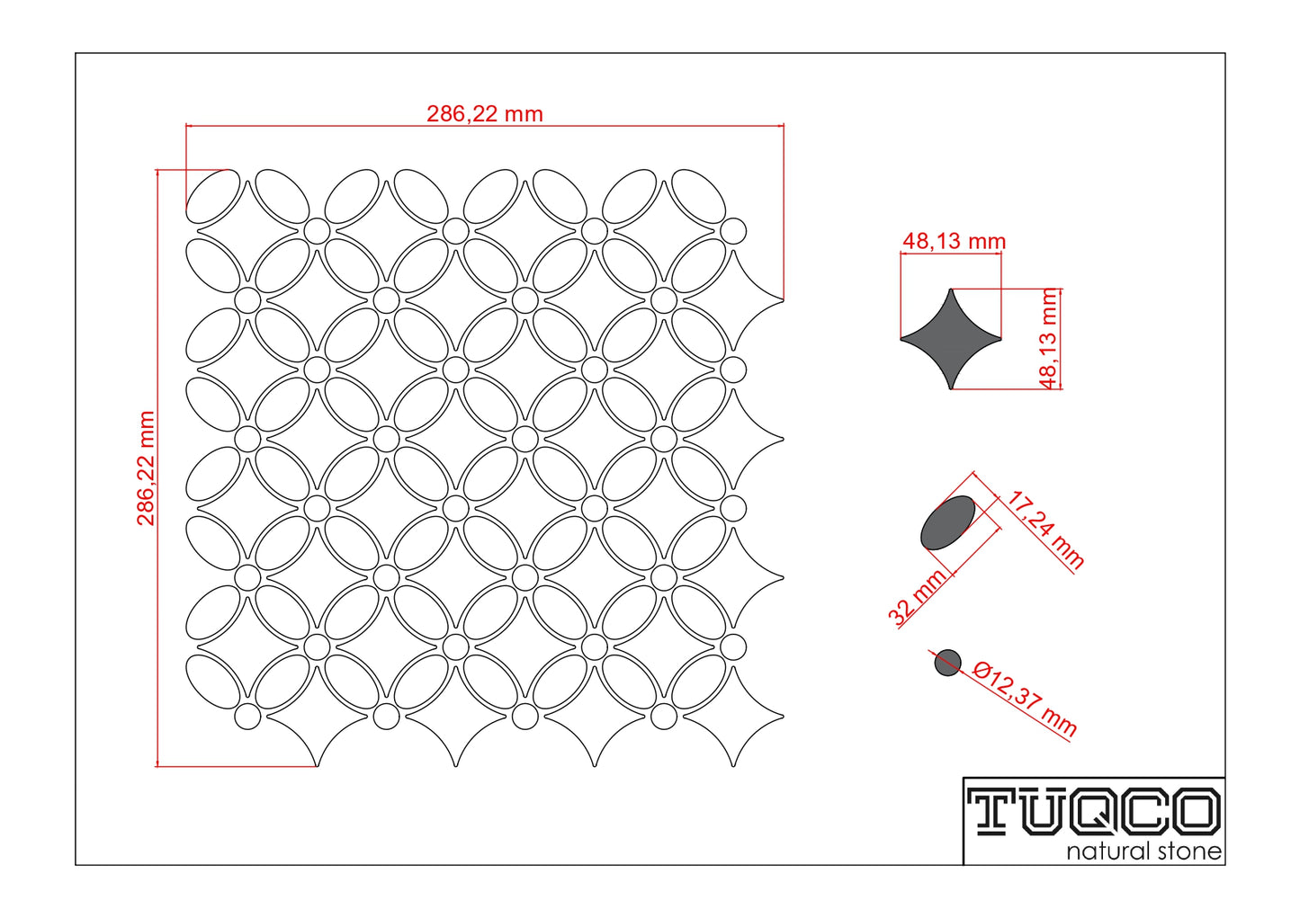 Carrara White- Platinum Grey Tumbled Marble Flower Mosaic Tiles