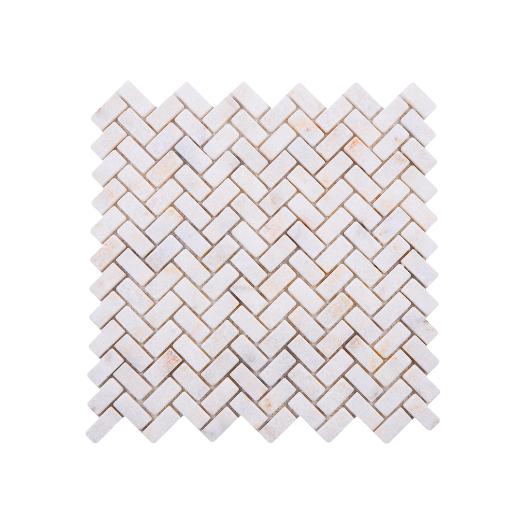 Herringbone Golden Tumbled Marble Mosaic Tiles