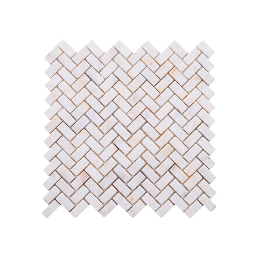 Herringbone Golden Tumbled Marble Mosaic Tiles