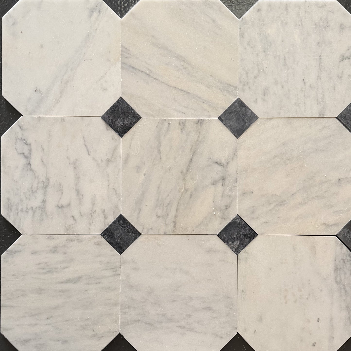 Carrara White - Selene Honed Marble Octagon Wall & Floor Tiles Bathroom Installation