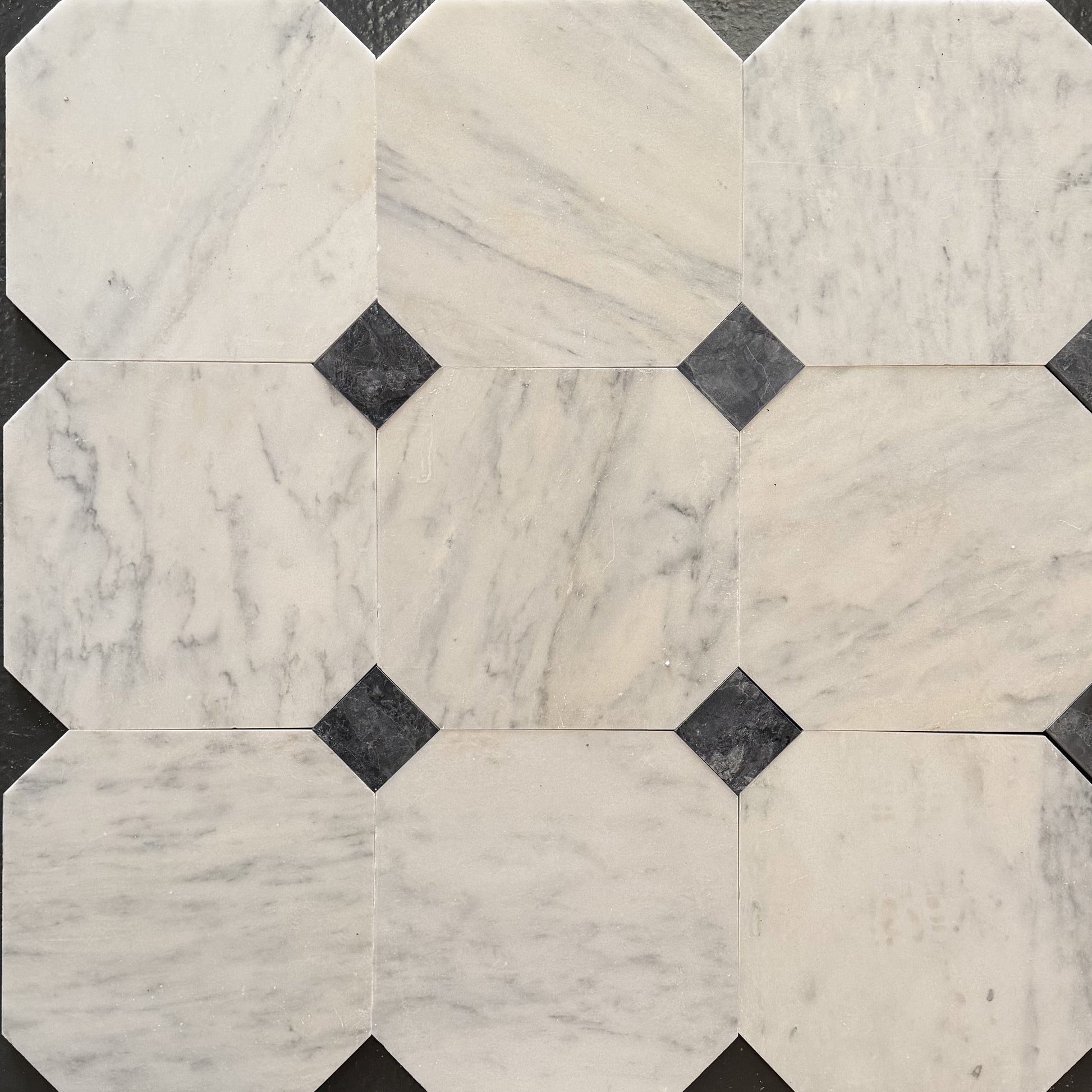 Carrara White - Selene Honed Marble Octagon Wall & Floor Tiles Bathroom Installation