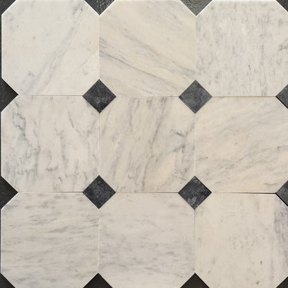 Carrara White - Selene Honed Marble Octagon Wall & Floor Tiles Bathroom Installation