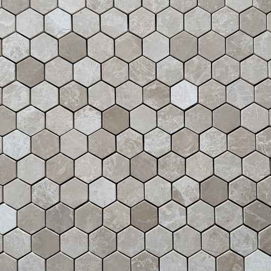 Belgravia Beige Polished Marble Hexagon Mosaic Tiles