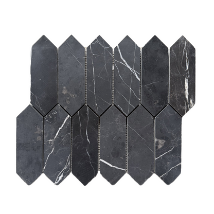 Nero Marquina Honed Marble Picket Mosaic Tiles