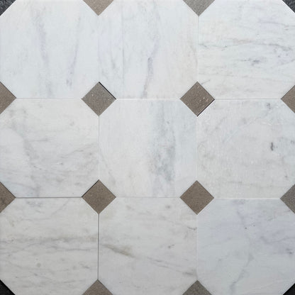 Carrara White Honed Marble Octagon Wall & Floor Tiles