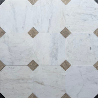 Carrara White Honed Marble Octagon Wall & Floor Tiles
