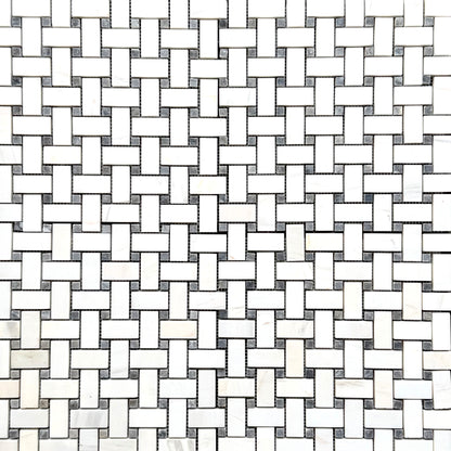 Dolomite - Platinum Grey Polished Marble Basket Weave Mosaic Tile