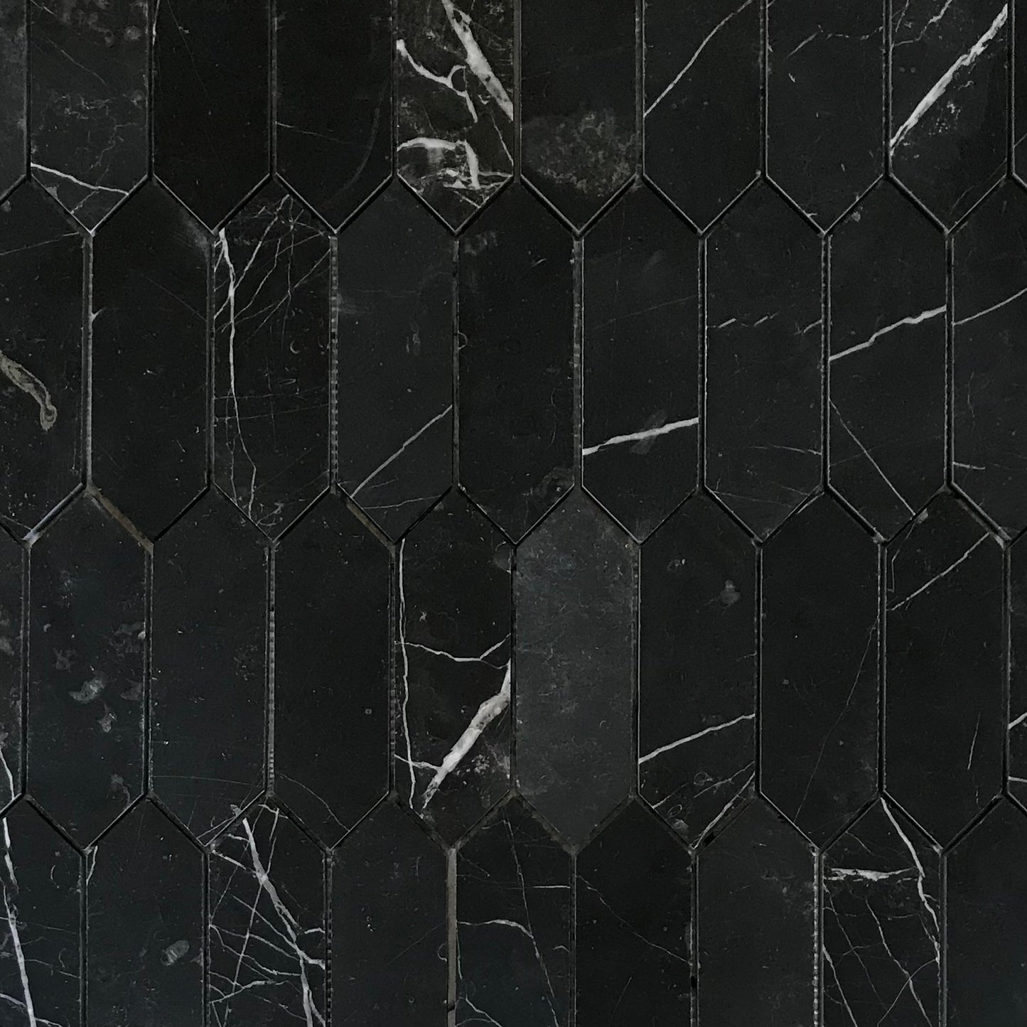 Nero Marquina Honed Marble Picket Mosaic Tiles