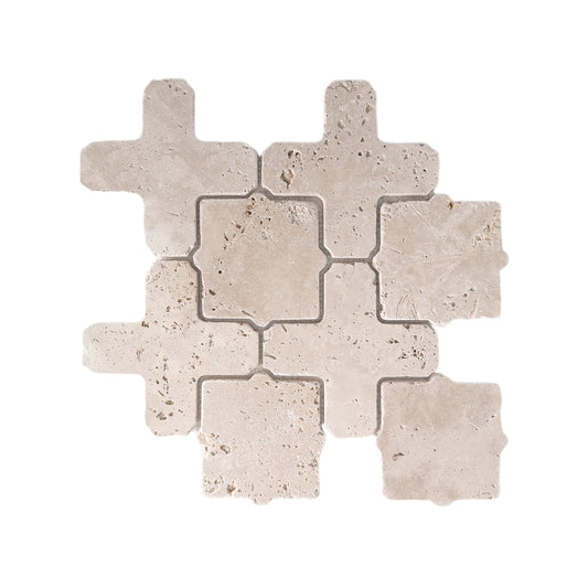 Classic Tumbled Travertine Casablanca Mosaic Tiles UK