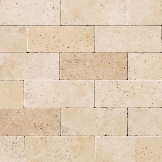 Light Travertine Tumbled Paving Patio Cobble Tiles