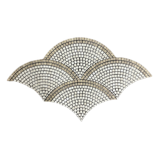 Limestone - Noche Travertine Fan / Scallop Honed Mosaic Tile UK