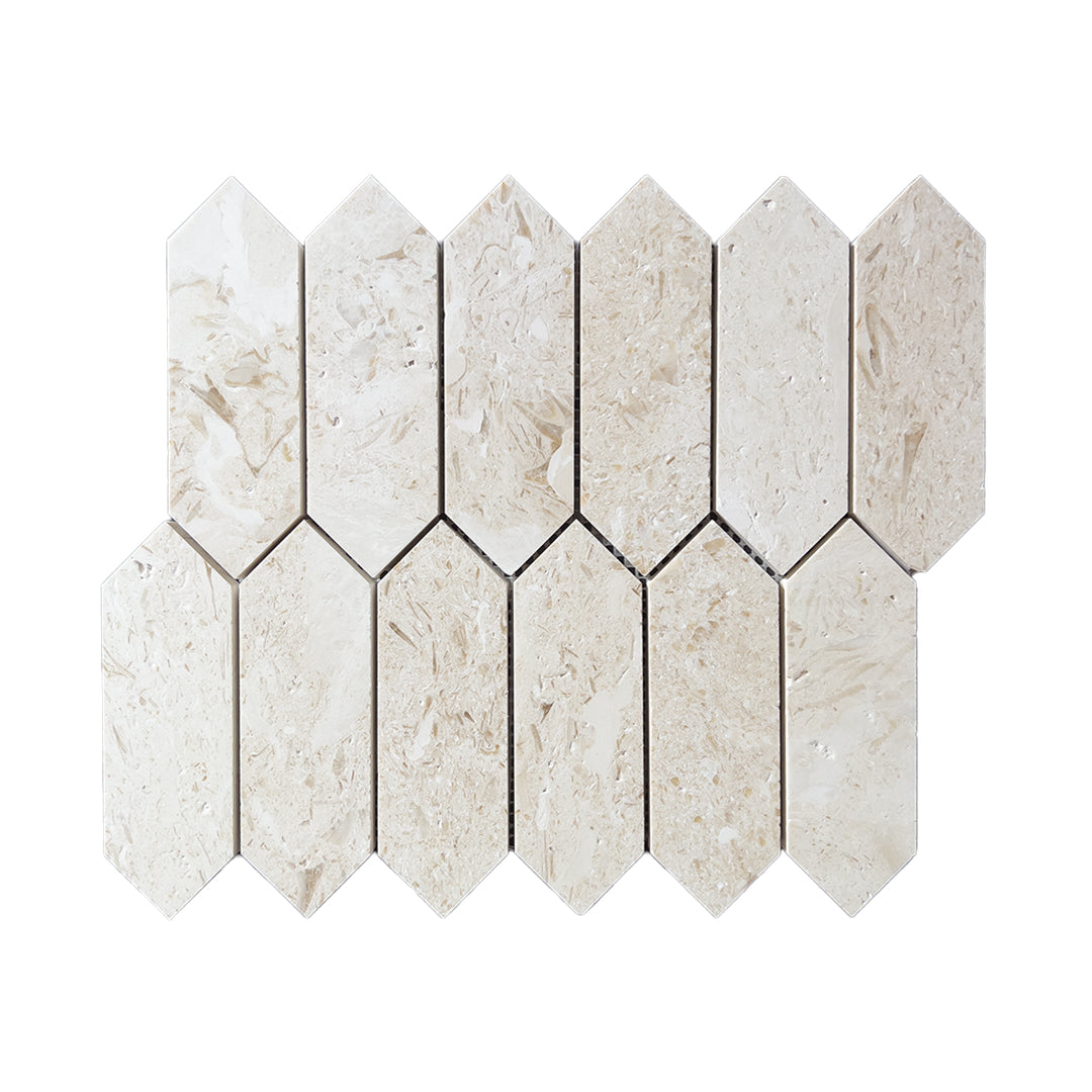 Picket Fossil Brushed Marble Mosaic Tiles