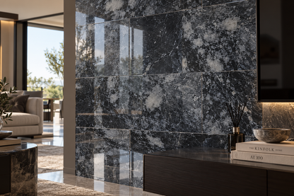 Platinum Black Polished Marble Wall & Floor Tiles