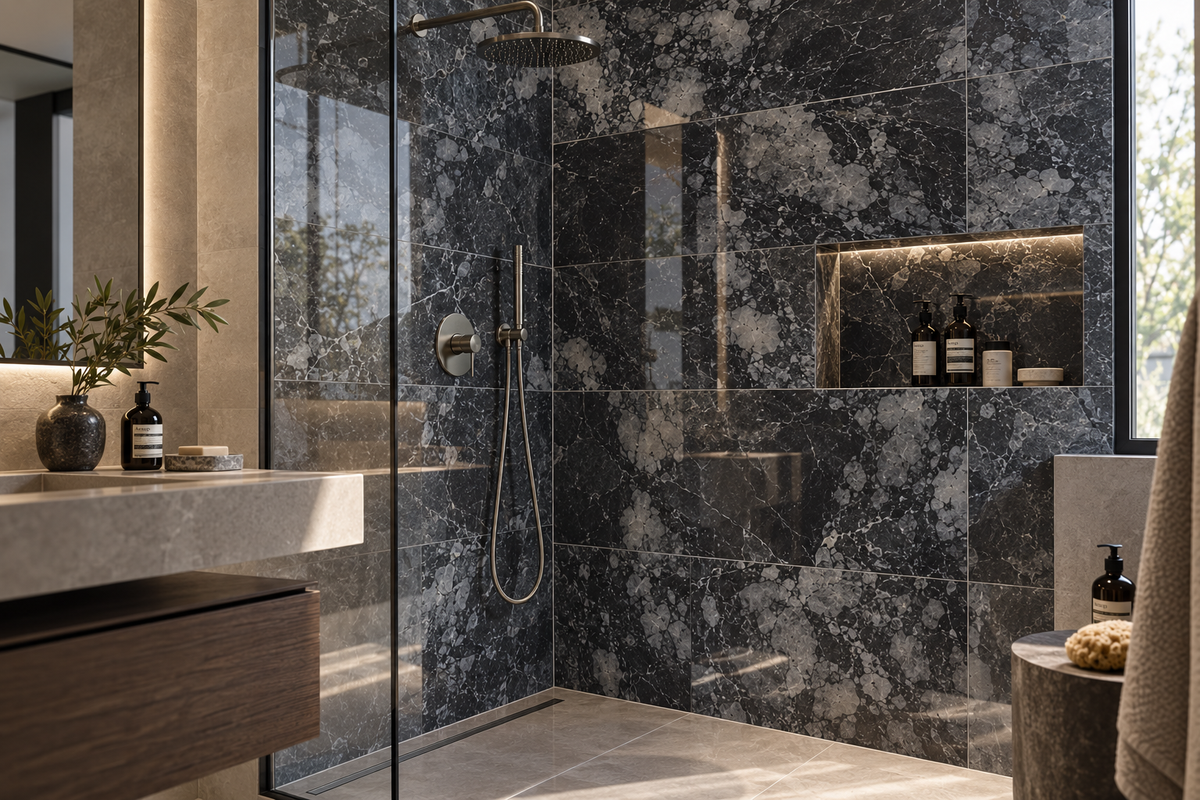 Platinum Black Polished Marble Wall & Floor Tiles