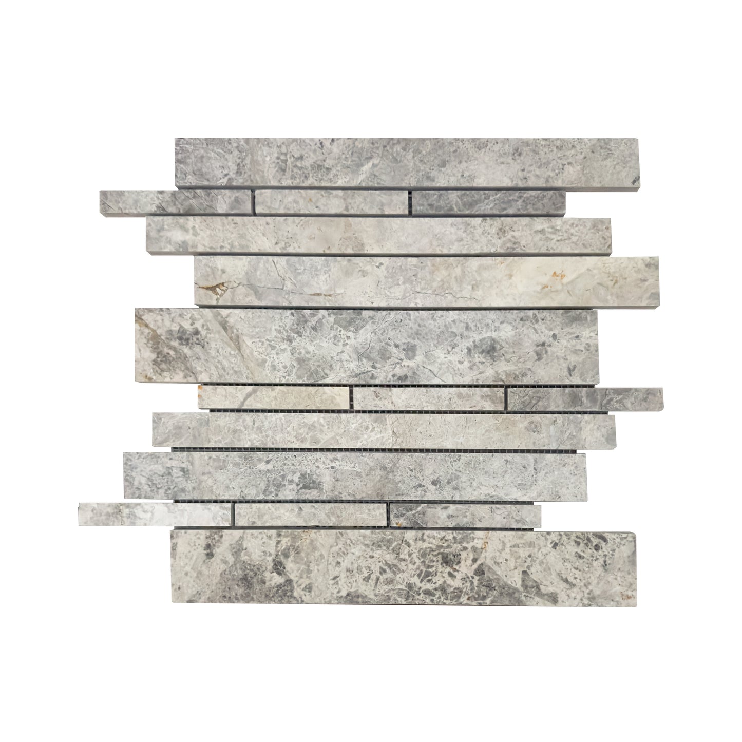 Silver Shadow Strip Bar Polished Marble Mosaic Tile