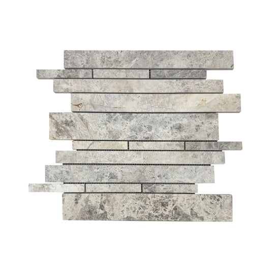 Silver Shadow Strip Bar Polished Marble Mosaic Tile