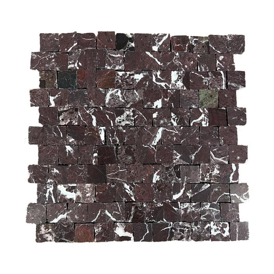 Rosso Levanto Rustic Edge Square Marble Mosaic Tile