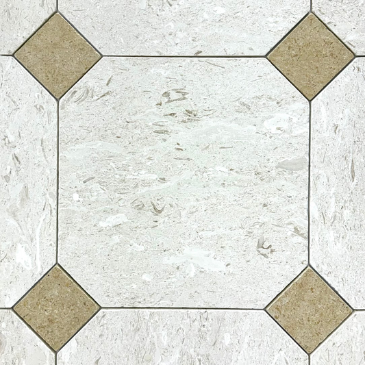 Shellstone Limestone - Classic Travertine Tumbled Octagon Wall & Floor Tiles