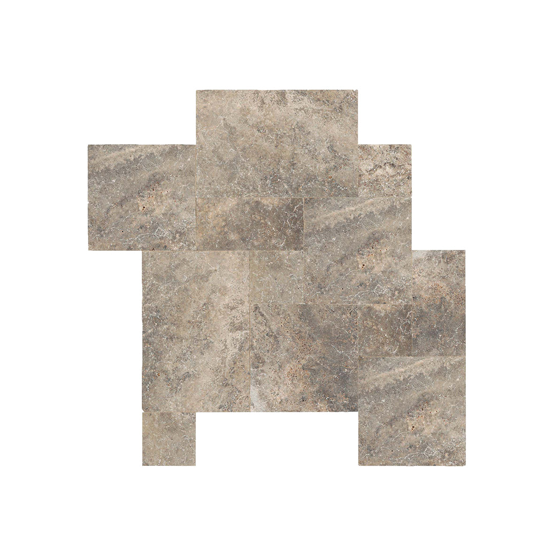 Travertine Silver Versailles Pattern Paving Patio Tile Set