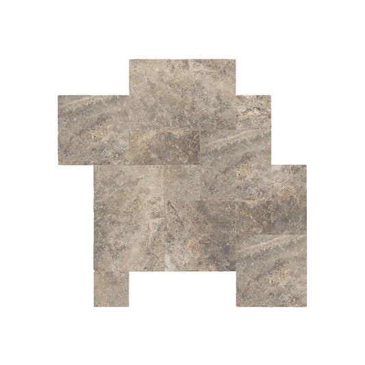 Travertine Silver Versailles Pattern Paving Patio Tile Set