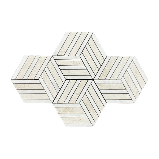 Split Hexagon Honed Dolomite Marble - Limestone Mosaic Tile