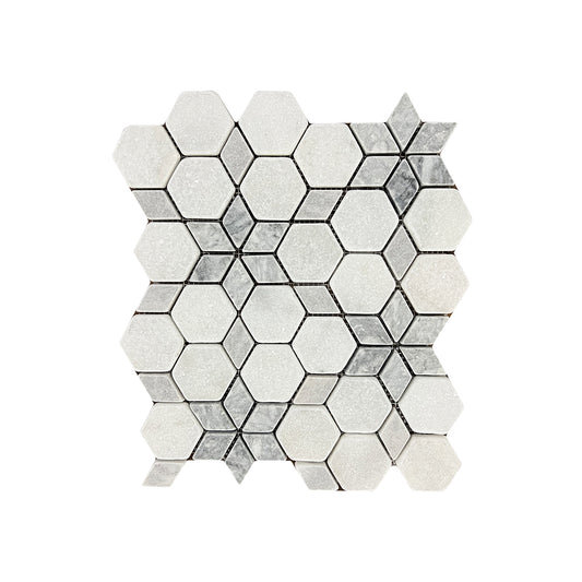 Starline Mugla White - Silver Tumbled Marble Mosaic Tiles