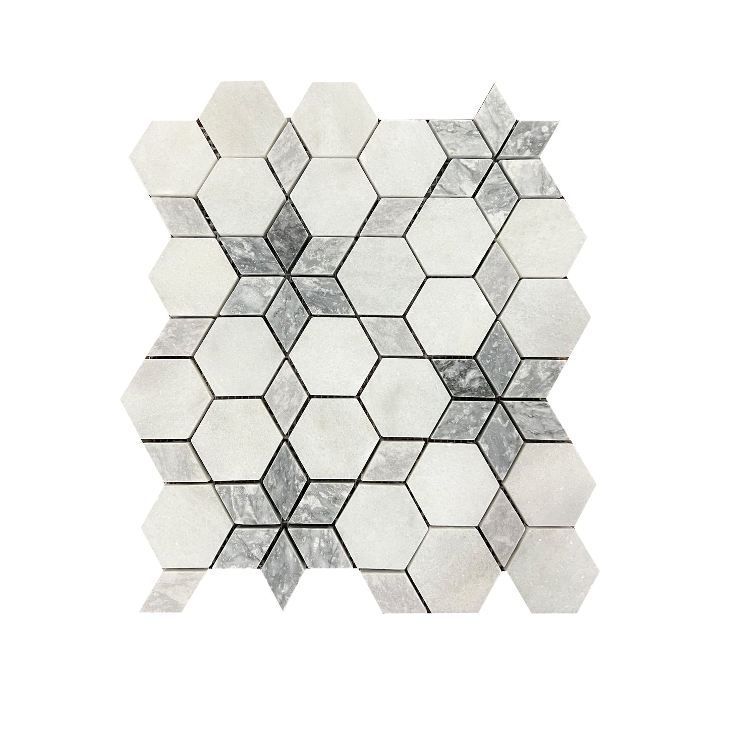 Starline White - Silver Honed Marble Mosaic Tiles