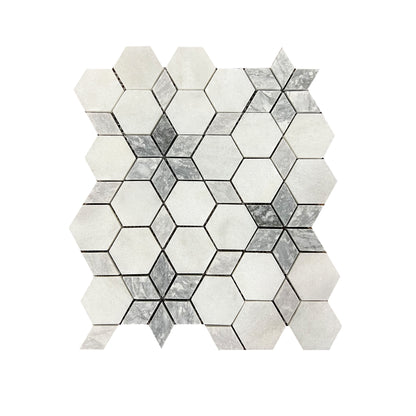 Starline White - Silver Honed Marble Mosaic Tiles