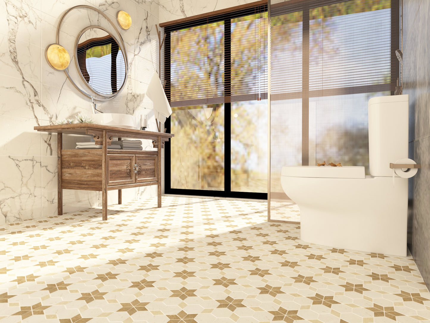 Starline Mix Travertine Honed Travertine Mosaic Tiles