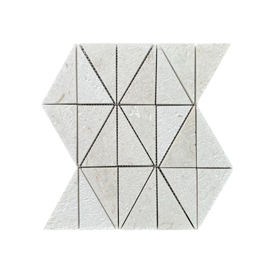 Myra Beige Brushed Limestone Triangle Mosaic Tiles – Decoribbo