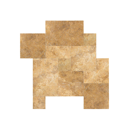 Travertine Walnut Versailles Pattern Paving Patio Tile Set Bathroom Installation