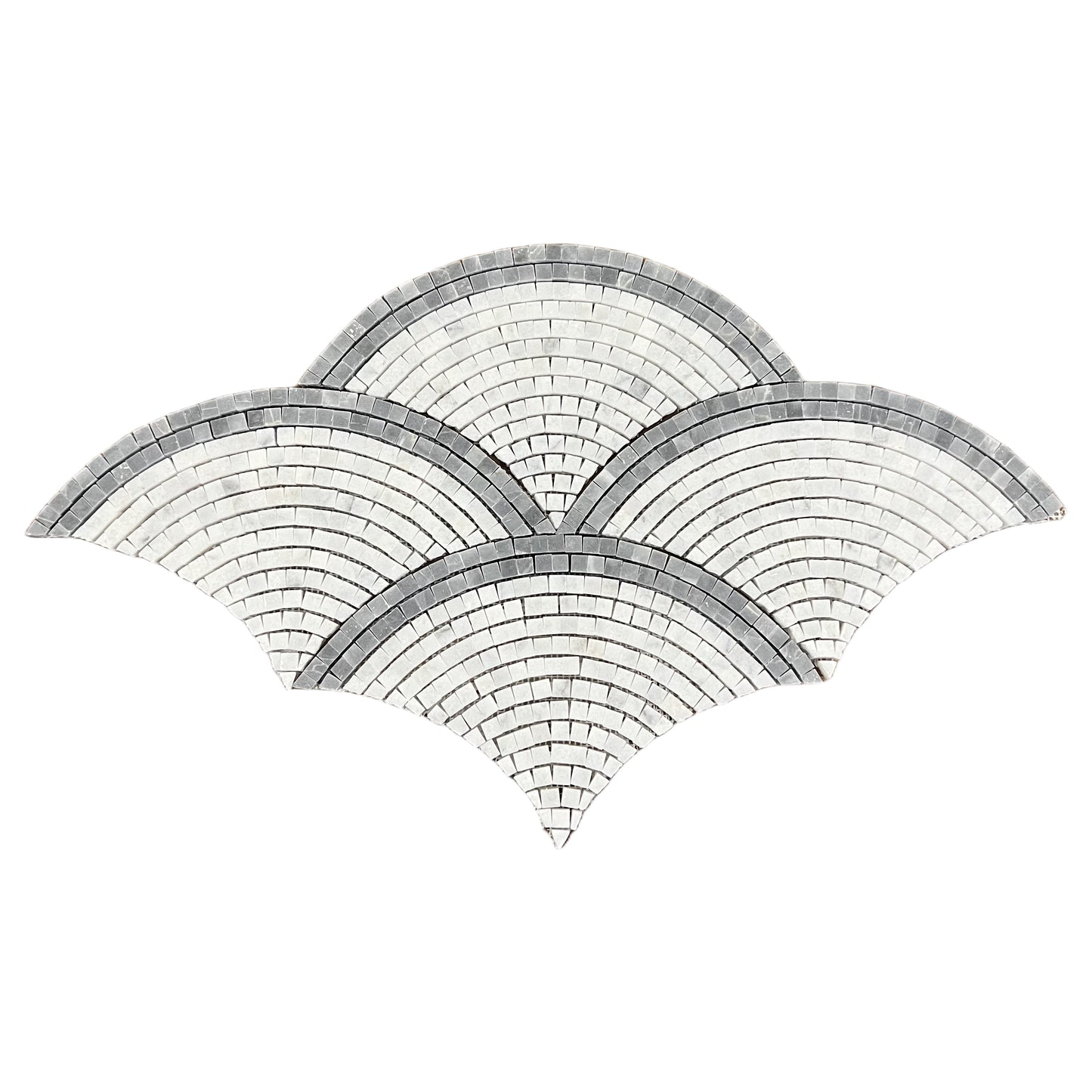 White and Grey Fan / Scallop Honed Marble Mosaic Tile
