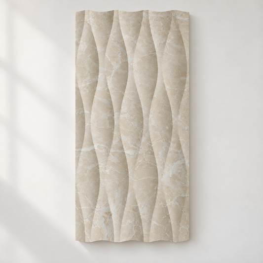Beige Wave Marble front view showing sculpted wave relief