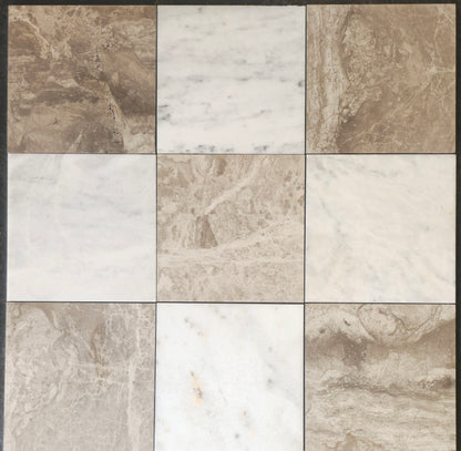 Carrara White - Atlantic Grey Honed Chequerboard Wall & Floor Tiles