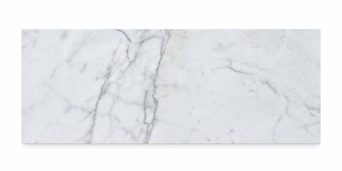 Carrara White Honed White Marble tiles: front view showing the natural stone surface