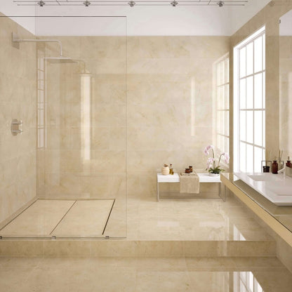 Crema Marfil Premium Polished Wall & Floor Tiles Bathroom Installation