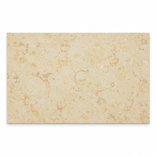 Jerusalem Antique Gold honed limestone tile, 600 x 400 mm front view with natural fossil markings