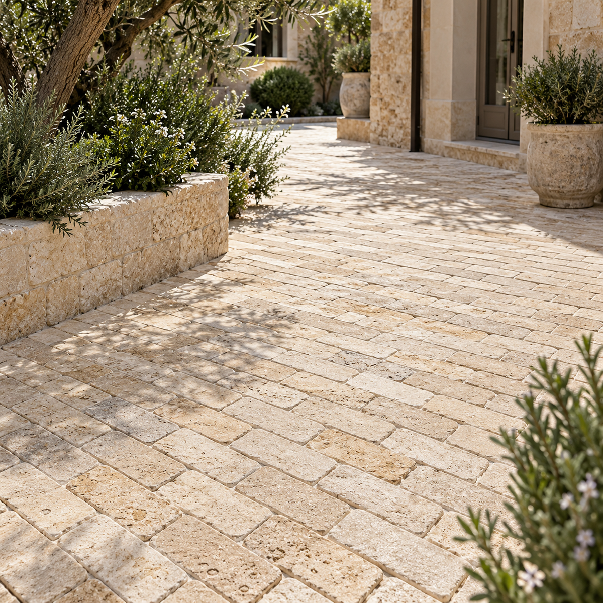 Jerusalem Sunny Egyptian Seasoned Limestone Paving Cobbles