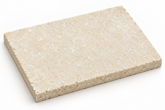 Jerusalem Sunny Egyptian seasoned limestone tile showing its aged surface and 30 mm edge