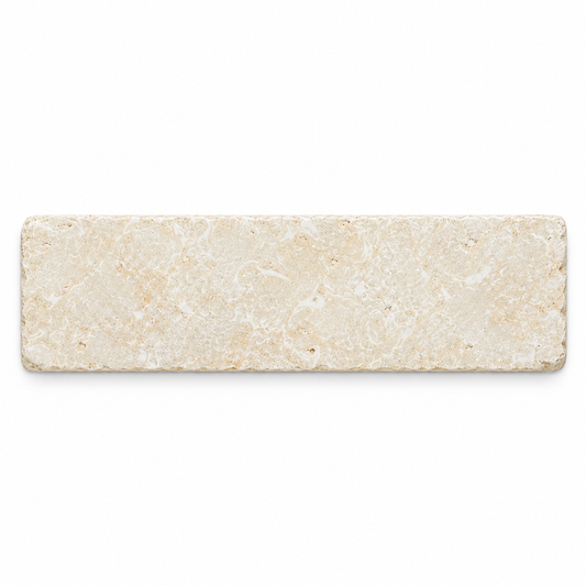 Jerusalem Sunny Egyptian tumbled limestone paving cobble, 200 x 50 mm, front view