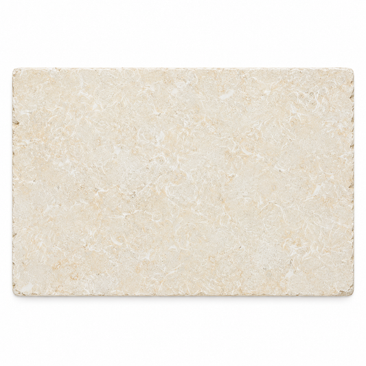 Jerusalem Sunny Egyptian tumbled limestone tile, 600 x 400 mm, pale cream colour with fine natural fossil detail