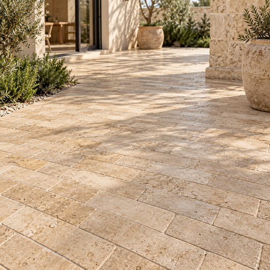 Jerusalem Sunny Egyptian Tumbled Limestone Paving Cobbles