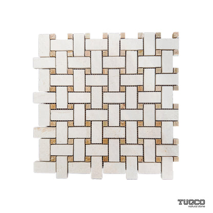 Basket Weave Myra Limestone Honed Marble Mosaic Tile