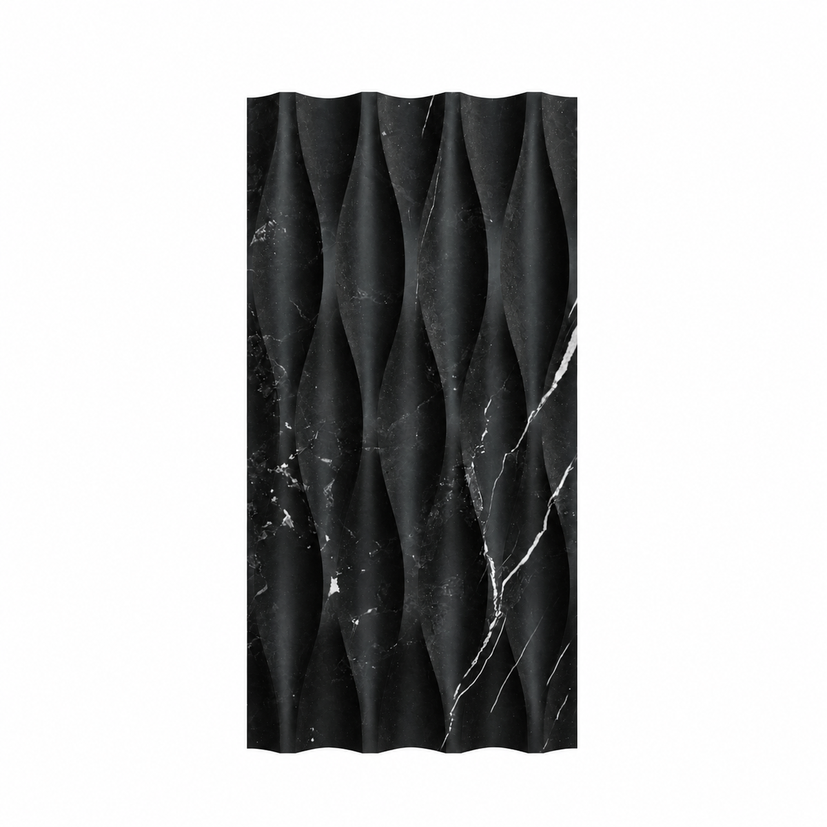 Nero Marquina Wave Marble Tile: front view of one loose natural stone tile