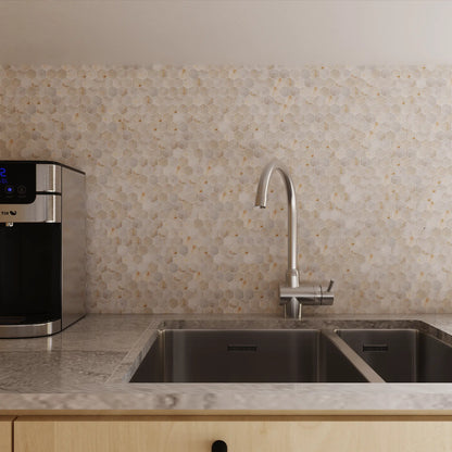 1 Inch Hexagon Golden Tumbled Marble Mosaic Tile